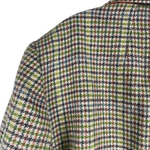 Talbots Classic Shetland Wool Blend Houndstooth Blazer Green Size 20W - Picture 8 of 11